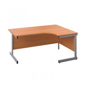 First Radial Right Hand Desk 1600x1200x730mm Beech/Silver KF803041 KF803041