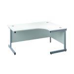 First Radial Right Hand Desk 1600x1200x730mm White/Silver KF803065 KF803065