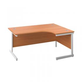 First Radial Right Hand Desk 1600x1200x730mm Beech/White KF803102 KF803102