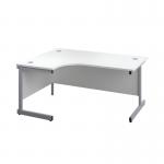 First Radial Left Hand Desk 1800x1200x730mm White/Silver KF803157 KF803157