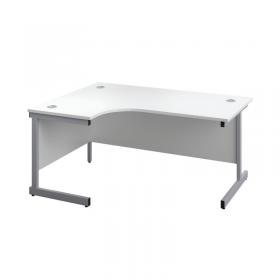 First Radial Left Hand Desk 1800x1200x730mm White/Silver KF803157 KF803157