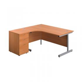 VOW First Radial Left Hand Desk with Pedestal 1600x800-1200mm BeechSilver KF803256 KF803256