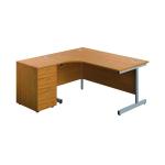 First Radial Left Hand Desk with Pedestal 1600x800-1200mm Nova Oak/Silver KF803263 KF803263