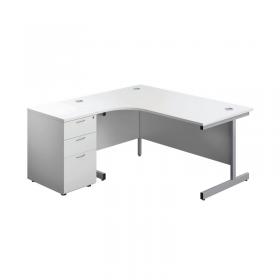 First Radial Left Hand Desk with Pedestal 1600x800-1200mm White/Silver KF803270 KF803270