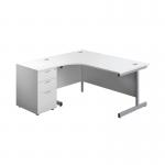 First Radial Left Hand Desk with Pedestal 1600x800-1200mm WhiteSilver KF803270 KF803270