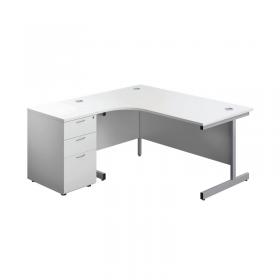 VOW First Radial Left Hand Desk with Pedestal 1600x800-1200mm WhiteSilver KF803270 KF803270