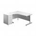 First Radial Left Hand Desk with Pedestal 1600x800-1200mm WhiteSilver KF803270 KF803270