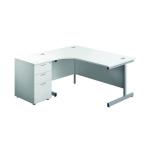 First Radial Left Hand Desk with Pedestal 1600x800-1200mm White/Silver KF803270 KF803270