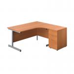 First Radial Right Hand Desk with Pedestal 1600x800-1200mm BeechSilver KF803287 KF803287