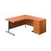 First Radial Right Hand Desk with Pedestal 1600x800-1200mm Beech/Silver KF803287
