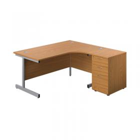 VOW First Radial Right Hand Desk with Pedestal 1600x800-1200mm OakSilver KF803294 KF803294