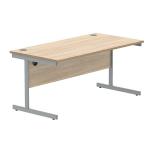 Astin Rectangular Single Upright Cantilever Desk 1600x800x730mm Canadian Oak/Silver KF803297 KF803297