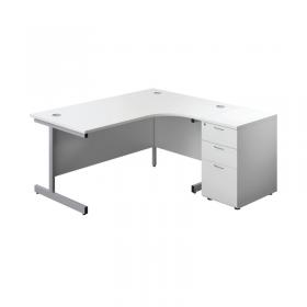 First Radial Right Hand Desk with Pedestal 1600x800-1200mm White/Silver KF803300 KF803300