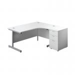 First Radial Right Hand Desk with Pedestal 1600x800-1200mm WhiteSilver KF803300 KF803300