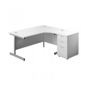 VOW First Radial Right Hand Desk with Pedestal 1600x800-1200mm WhiteSilver KF803300 KF803300