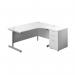 First Radial Right Hand Desk with Pedestal 1600x800-1200mm WhiteSilver KF803300 KF803300