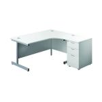 First Radial Right Hand Desk with Pedestal 1600x800-1200mm White/Silver KF803300 KF803300