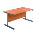First Rectangular Cantilever Desk 1600x800x730mm Beech/Silver KF803430 KF803430