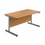 First Rectangular Cantilever Desk 1600x800x730mm Nova OakSilver KF803447 KF803447