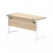 Astin Rectangular Single Upright Cantilever Desk 1400x600x730mm Canadian Oak/Arctic White KF803457 KF803457