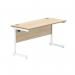 Astin Rectangular Single Upright Cantilever Desk 1400x600x730mm Canadian OakArctic White KF803457 KF803457