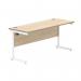 Astin Rectangular Single Upright Cantilever Desk 1600x600x730mm Canadian Oak/Arctic White KF803467 KF803467