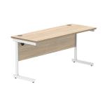 Astin Rectangular Single Upright Cantilever Desk 1600x600x730mm Canadian Oak/Arctic White KF803467 KF803467