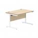 Astin Rectangular Single Upright Cantilever Desk 1200x800x730mm Canadian OakArctic White KF803477 KF803477