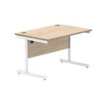Astin Rectangular Single Upright Cantilever Desk 1200x800x730mm Canadian Oak/Arctic White KF803477 KF803477