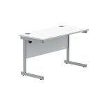 Astin Rectangular Single Upright Cantilever Desk 1200x600x730mm Arctic White/Silver KF803507 KF803507