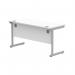 Astin Rectangular Single Upright Cantilever Desk 1400x600x730mm Arctic White/Silver KF803517 KF803517