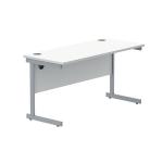 Astin Rectangular Single Upright Cantilever Desk 1400x600x730mm Arctic White/Silver KF803517 KF803517