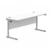 Astin Rectangular Single Upright Cantilever Desk 1600x600x730mm Arctic White/Silver KF803527 KF803527