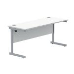 Astin Rectangular Single Upright Cantilever Desk 1600x600x730mm Arctic White/Silver KF803527 KF803527