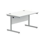 Astin Rectangular Single Upright Cantilever Desk 1200x800x730mm Arctic White/Silver KF803537 KF803537