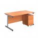 First Single Desk with 2 Drawer Pedestal 1600x800mm BeechSilver KF803553 KF803553