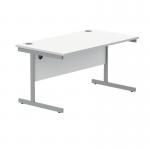 Astin Rectangular Single Upright Cantilever Desk 1400x800x730mm Arctic WhiteSilver KF803557 KF803557