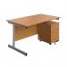 First Single Desk with 2 Drawer Pedestal 1600x800 Nova Oak/Silver KF803560 KF803560