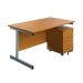 First Single Desk with 2 Drawer Pedestal 1600x800 Nova Oak/Silver KF803560