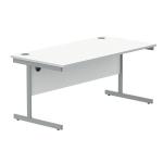 Astin Rectangular Single Upright Cantilever Desk 1600x800x730mm Arctic White/Silver KF803567 KF803567