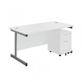 First Single Desk with 2 Drawer Pedestal 1600x800mm White/Silver KF803577 KF803577