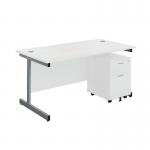 First Single Desk with 2 Drawer Pedestal 1600x800mm WhiteSilver KF803577 KF803577