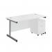 First Single Desk with 2 Drawer Pedestal 1600x800mm WhiteSilver KF803577 KF803577
