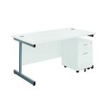 First Single Desk with 2 Drawer Pedestal 1600x800mm White/Silver KF803577 KF803577