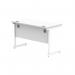 Astin Rectangular Single Upright Cantilever Desk 1200x600x730mm Arctic White/Arctic White KF803578 KF803578