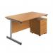 First Single Desk with 3 Drawers Pedestal 1600x800 Nova OakSilver KF803591 KF803591