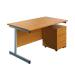 First Single Desk with 3 Drawer Pedestal 1600x800 Nova Oak/Silver KF803591