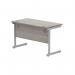 Astin Rectangular Single Upright Cantilever Desk 1200x600x730mm Alaskan Grey Oak/Silver KF803637 KF803637