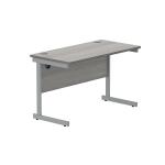 Astin Rectangular Single Upright Cantilever Desk 1200x600x730mm Alaskan Grey Oak/Silver KF803637 KF803637