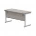 Astin Rectangular Single Upright Cantilever Desk 1400x600x730mm Alaskan Grey Oak/Silver KF803657 KF803657